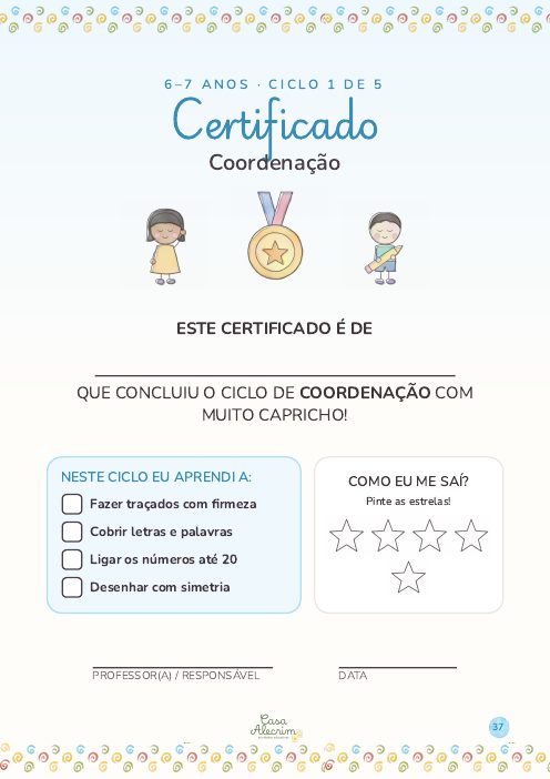 Certificado do ciclo · 6–7 anos