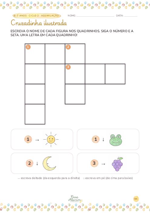 Cruzadinha ilustrada · 6–7 anos